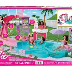 Barbie Dream Pool Playset W Slide & Bubbling Hot Tub